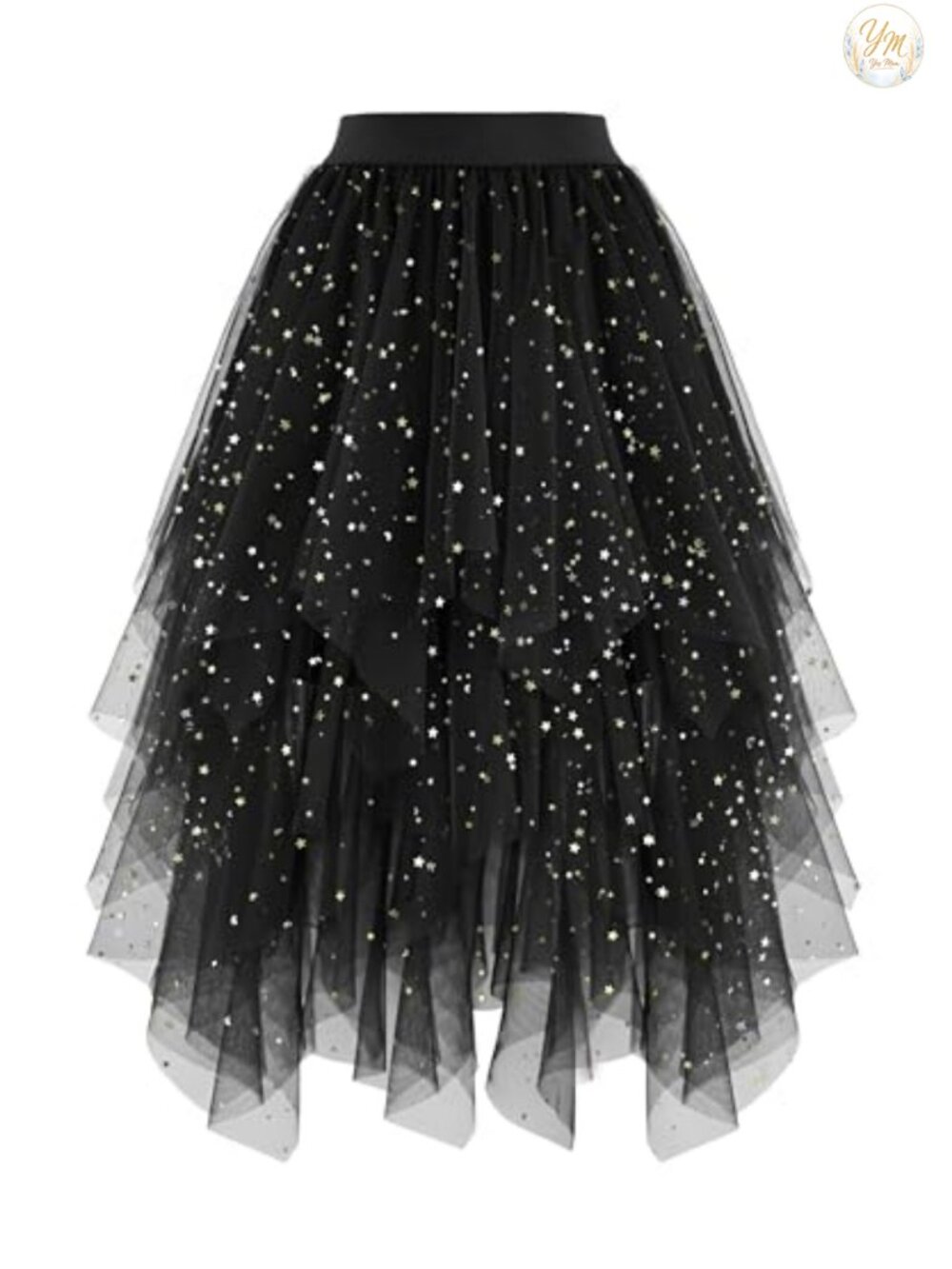 High Waist High Low Layered Tulle Midi Skirt